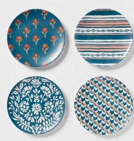 Photo 1 of 6.8" 4pk Bamboo and Melamine Mixed Pattern Appetizer Plates - Threshold™

