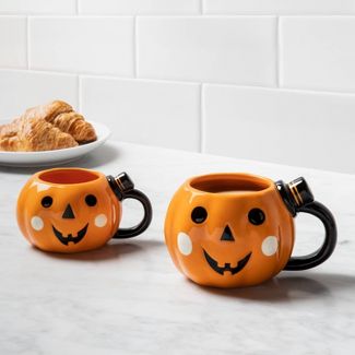 Photo 1 of 2pk Stoneware Figural Pumpkin and Mini Pumpkin Mugs - Hyde & EEK! Boutique
