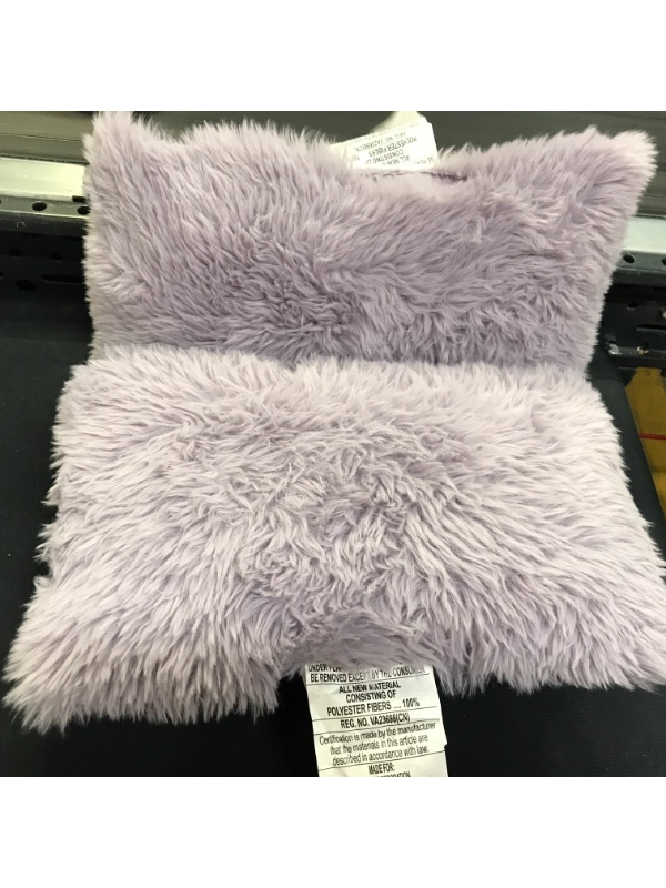 Photo 1 of 2 pcs Faux Fur Lumbar Throw Pillow Light Purple - Room Essentials 16x10 in 
