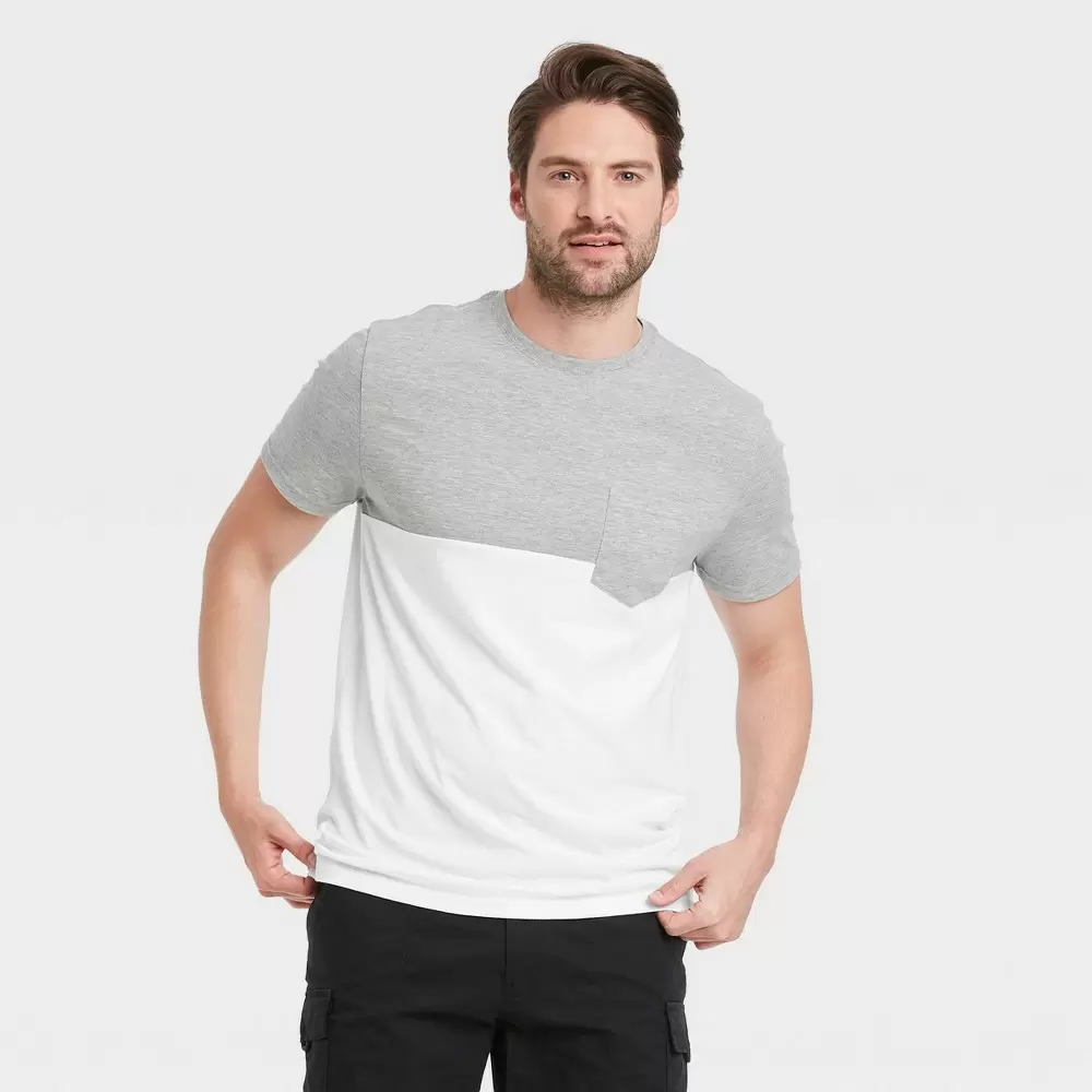 Photo 1 of  Men's Jacquard Short Sleeve Novelty T-Shirt - Goodfellow & Co Light Gray XXL

