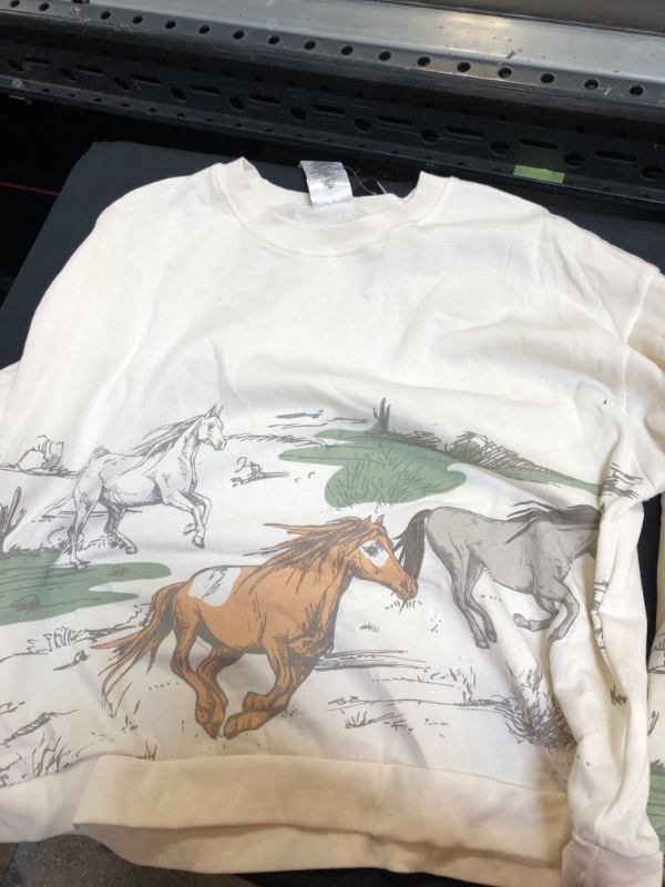 Photo 2 of Women's Wild Horses Graphic Sweatshirt - Off-White LARGE

