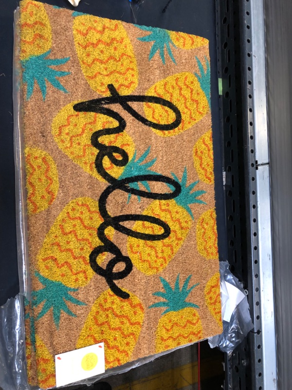 Photo 2 of 1'6"x2'6" Hello Pineapples Doormat Yellow - Sun Squad™
