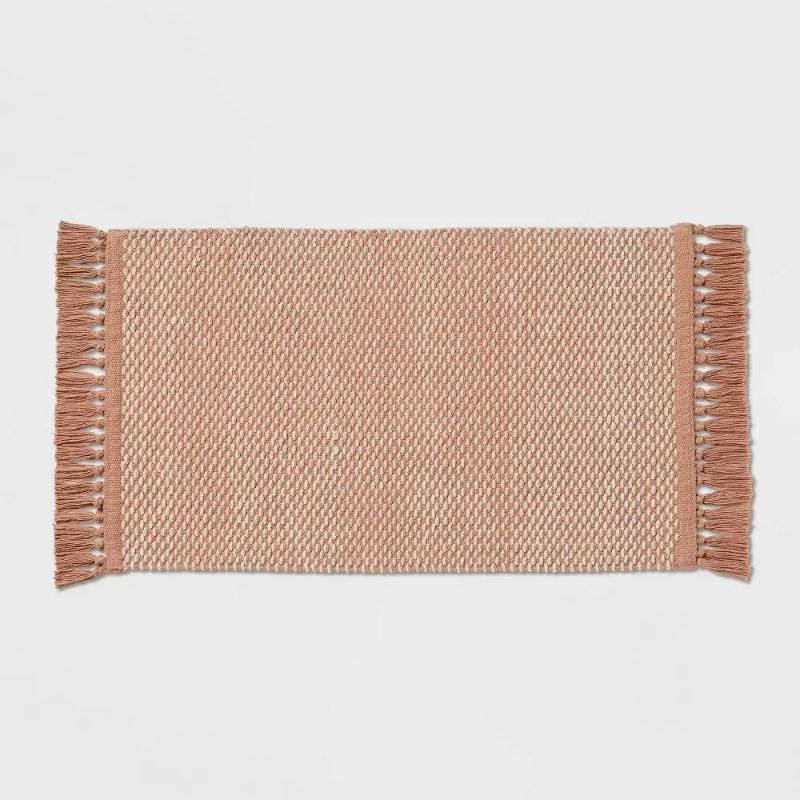 Photo 1 of 2 pcs 20"x32" Handloom Bath Rug Clay Pink - Threshold
