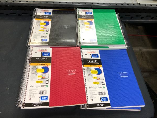 Photo 1 of 12 pcs Spiral Notebook 1 Subject College Ruled Anti-Microbial Red - Five Star