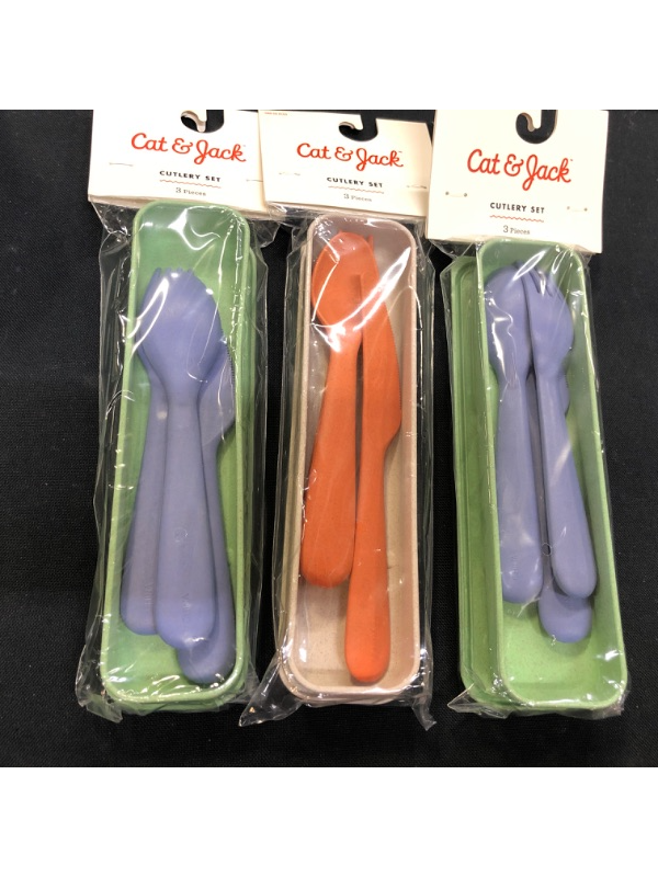 Photo 1 of 3 pack Flatware Set White/Orange - Cat & Jack
