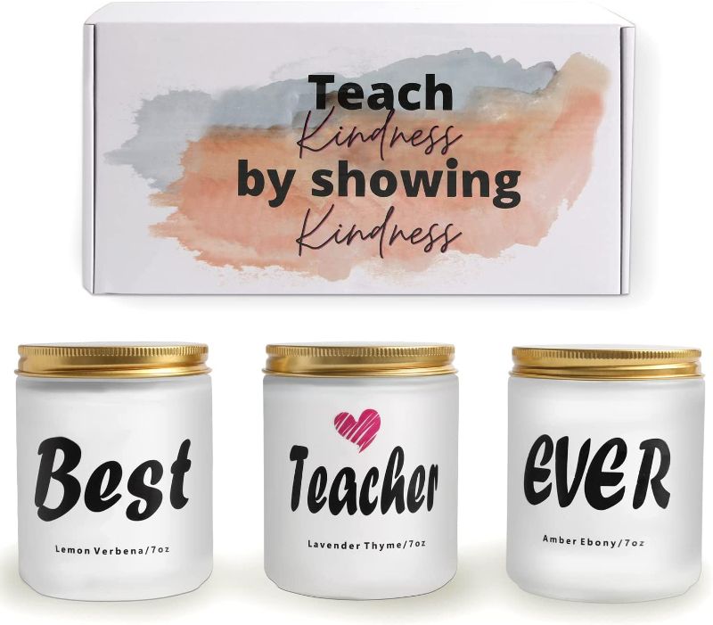Photo 1 of Oyiyou Teacher Gifts - Teacher Appreciation Gifts - Teacher Gifts for Women - Best Teacher Ever Scented Jar Candles 7 Oz X 3---factory sealed
