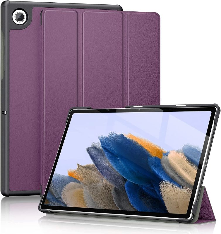 Photo 1 of Soke Case for Galaxy Tab A8 10.5 Inch 2022, Premium PU Leather Trifold Stand Cover with Auto Sleep/Wake, Hard PC Back Shell for Samsung Galaxy Tab A8 Tablet [SM-X200/X205/X207], Purple