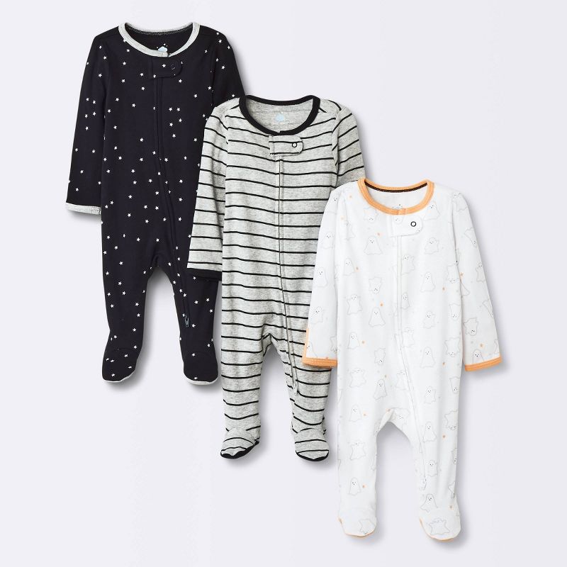 Photo 1 of Baby 3pk Halloween Zip-Up Sleep N' Play - Cloud Island™ Black----SIZE 6/9 MONTHS