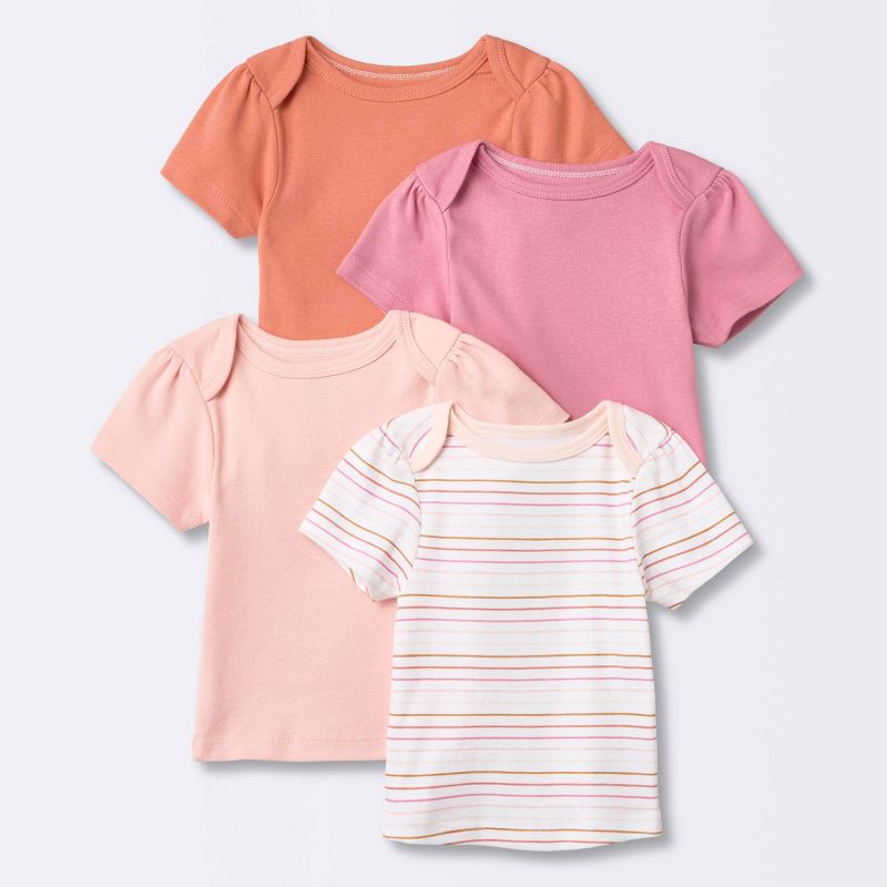 Photo 1 of Baby 4pk Basic Short Sleeve T-Shirt - Cloud Island™ Pink----SIZE NB/0