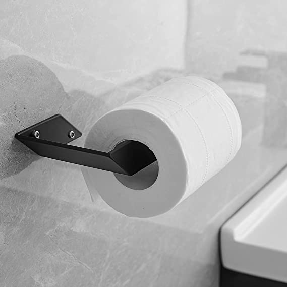 Photo 1 of Toilet Paper Holder Black-304 Stainless Steel Tissue Holder for Bathroom Geometric Art Modern Toiler Paper Roll Holder Wall Mount, Matte Black