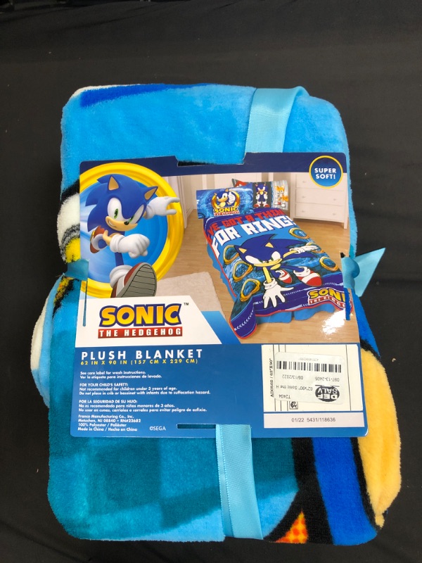 Photo 2 of 62"x90" Sonic the Hedgehog Things For Rings Blanket

