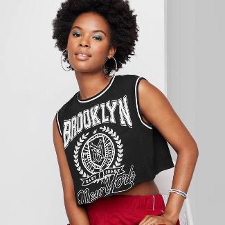 Photo 1 of 2 ITEM COUNT Women's Yosemite Short Sleeve Graphic T-Shirt - Green &  
Women's Cropped Muscle Tank Top - Wild Fable™ Black SIZE M


