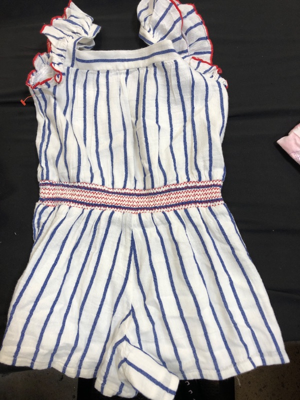 Photo 2 of Girl' Flutter Leeve Mocked Wait Americana Romper - Cat & Jack™ SIZE S
