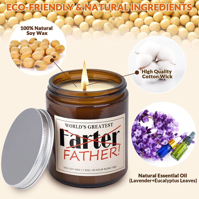 Photo 1 of (2 PACK )Dad Gifts from Daughter Wife Son Kids, World's Greatest Father Scented Candle Birthday Gifts for Husband Step Dad Father Men Boyfriend Grandpa
