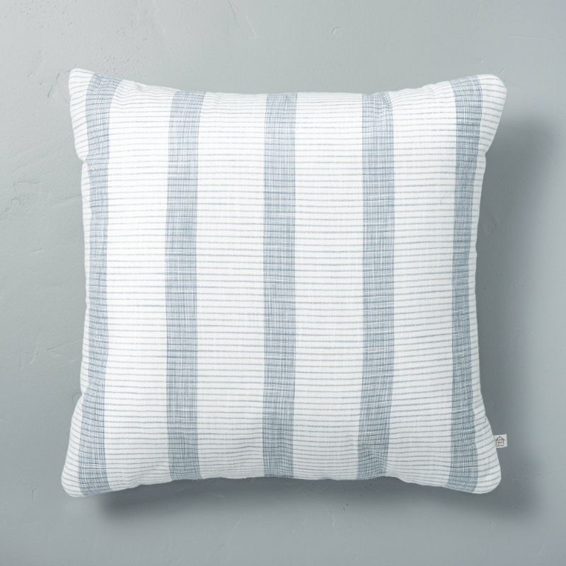 Photo 1 of 18" X 18" Bold Textured Stripe Square Throw Pillow Sour Cream/ - Hearth & Hand™ with Magnolia
