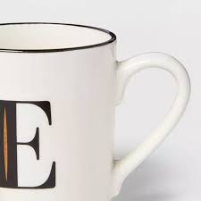 Photo 2 of 16oz Stoneware Monogram Mug White - Threshold™ " B " AND "E" 2 MUGS

