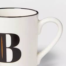 Photo 1 of 16oz Stoneware Monogram Mug White - Threshold™ " B " AND "E" 2 MUGS

