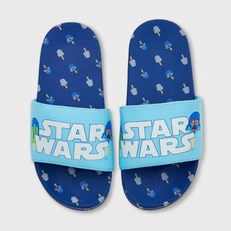 Photo 1 of Boys' Star Wars Swim Slide Sandals - 13-1 - Disney Store, Blue/Turquoise
