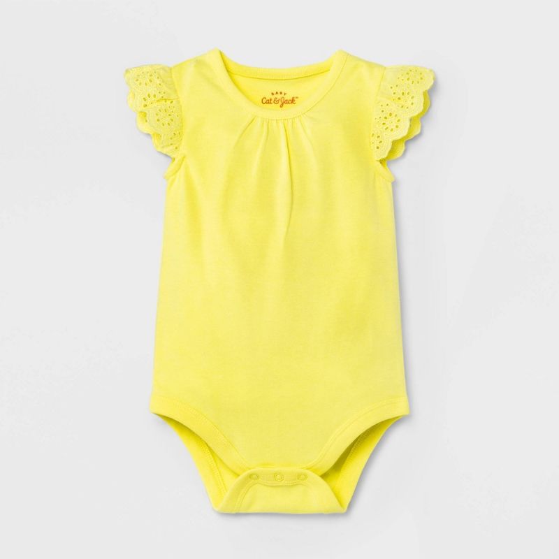 Photo 1 of Baby Girls' Eyelet Bodysuit - Cat & Jack™ Light size 6-9 M 2 pcs