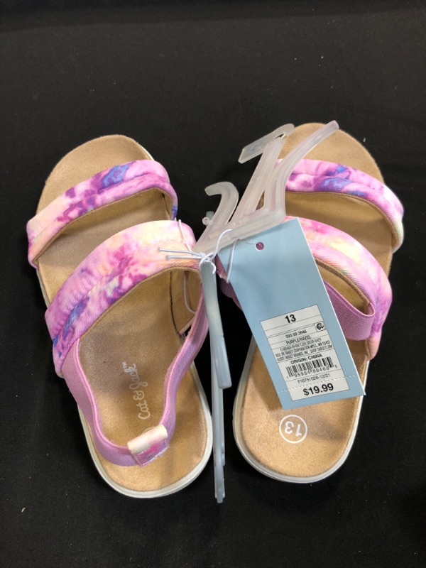 Photo 2 of  Girls' Hazel Tie-Dye Slip-On Pull-On Footbed Sandals - Cat & Jack Purple 13