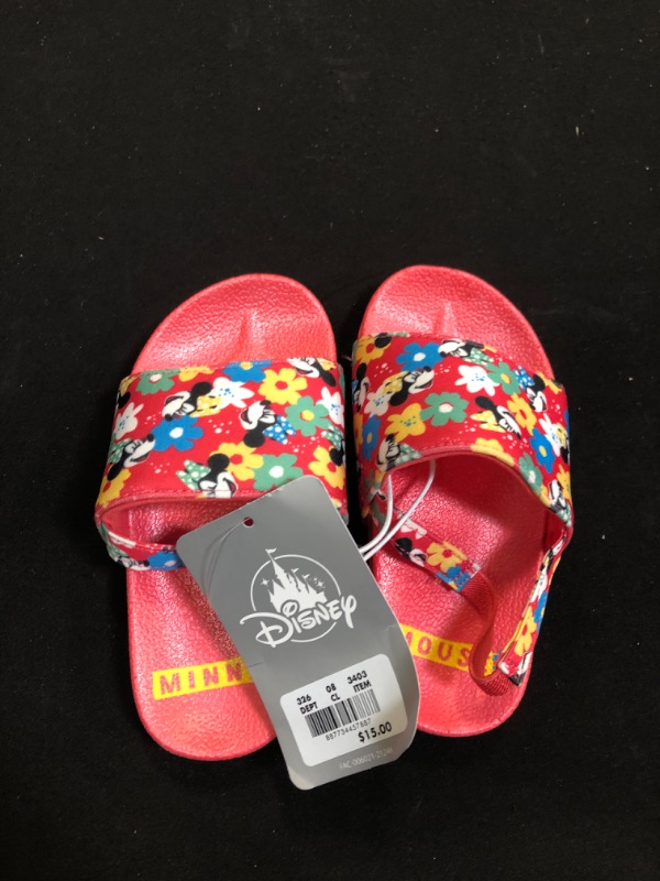 Photo 2 of Girls' Disney Minnie Mouse Swim Slide Sandals - 7-8 - Disney Store, Red