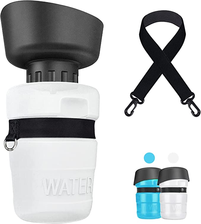 Photo 1 of Dog Water Bottle, 18oz Leak Proof Portable Pet Water Bottle, Dog Water Dispenser for Walking Travel Outdoor, Foldable 2-in-1 Design, with Wide Adjustable Shoulder Strap