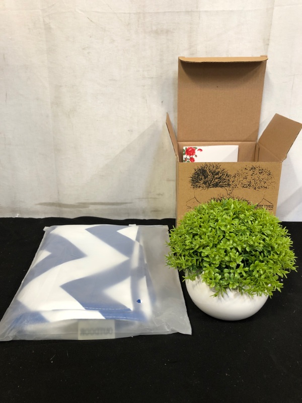 Photo 3 of 2PC LOT, Mini Artificial Plant (5") in White Ceramic Pot | Decorative Faux Plant for Home/Office Decor | Small Potted Topiary | Farmhouse Decor Accent | Desk/Kitchen/Bathroom/Shelf Fake Plant (Green 3), 

EMEMA Outdoor Waterproof Pillow Covers Geometric W