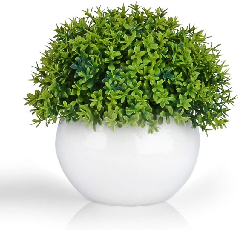 Photo 1 of 2PC LOT, Mini Artificial Plant (5") in White Ceramic Pot | Decorative Faux Plant for Home/Office Decor | Small Potted Topiary | Farmhouse Decor Accent | Desk/Kitchen/Bathroom/Shelf Fake Plant (Green 3), 

EMEMA Outdoor Waterproof Pillow Covers Geometric W