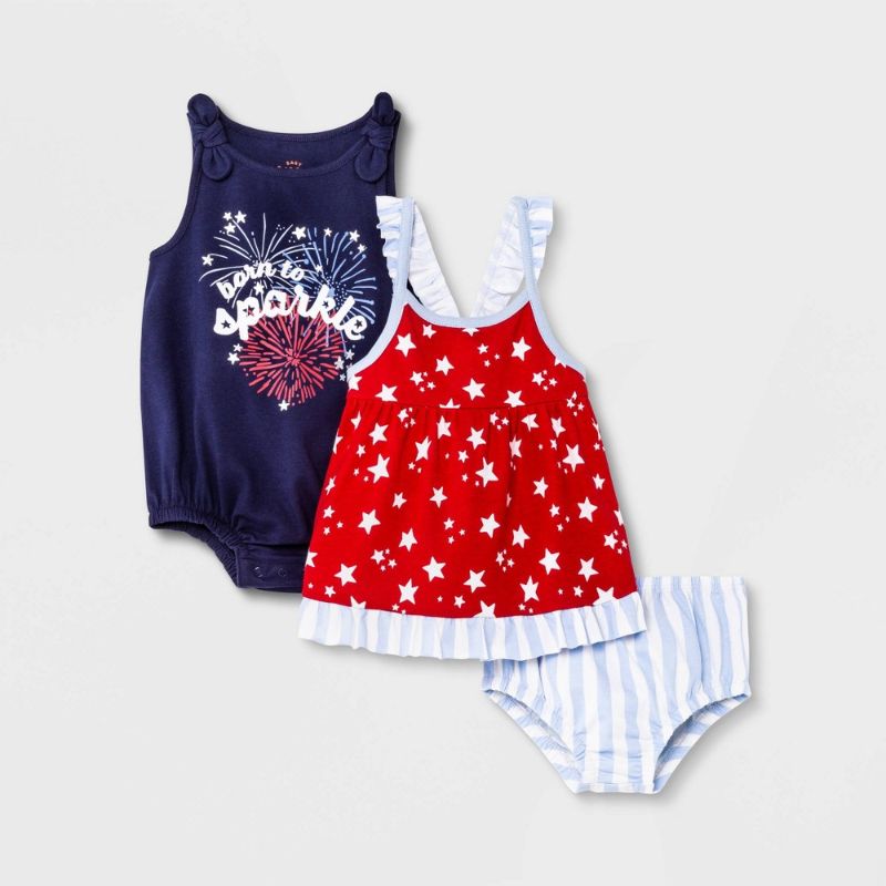 Photo 1 of Baby Girls' 2pk Americana Romper - Cat & Jack™ Navy Blue 12M