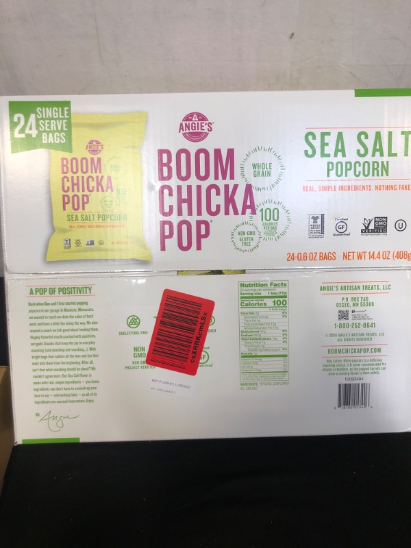 Photo 2 of Angies Boom Chicka Pop Popcorn, Sea Salt, Snack Packs - 24 pack, 0.6 oz bags * FACTORY SEALED 