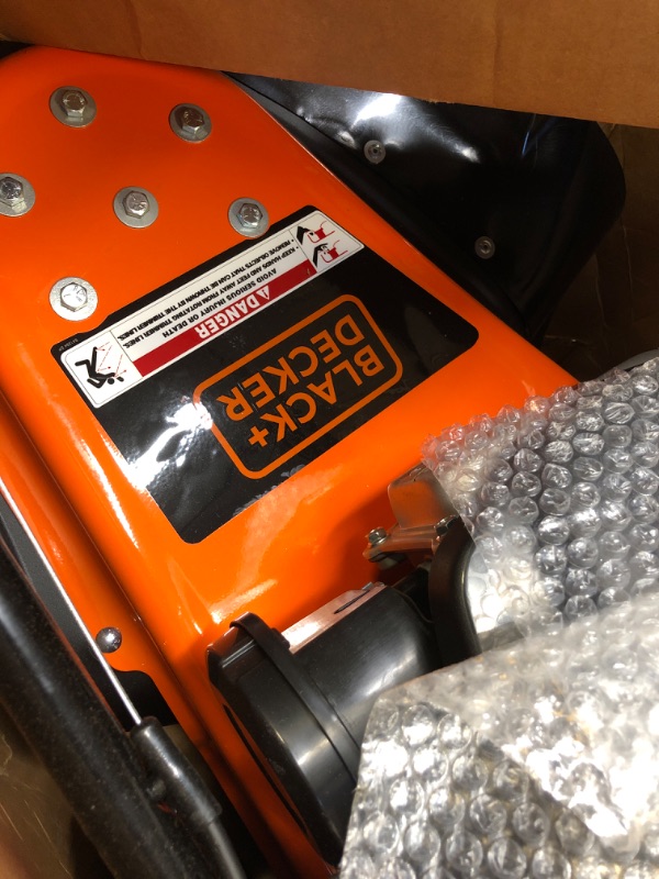 Photo 1 of BLACK+DECKER 25A-26S5736 4-Cycle Gas Powered 22-Inch Walk-Behind High-Wheeled String Trimmer with 140cc OHV Engine, Black and Orange
