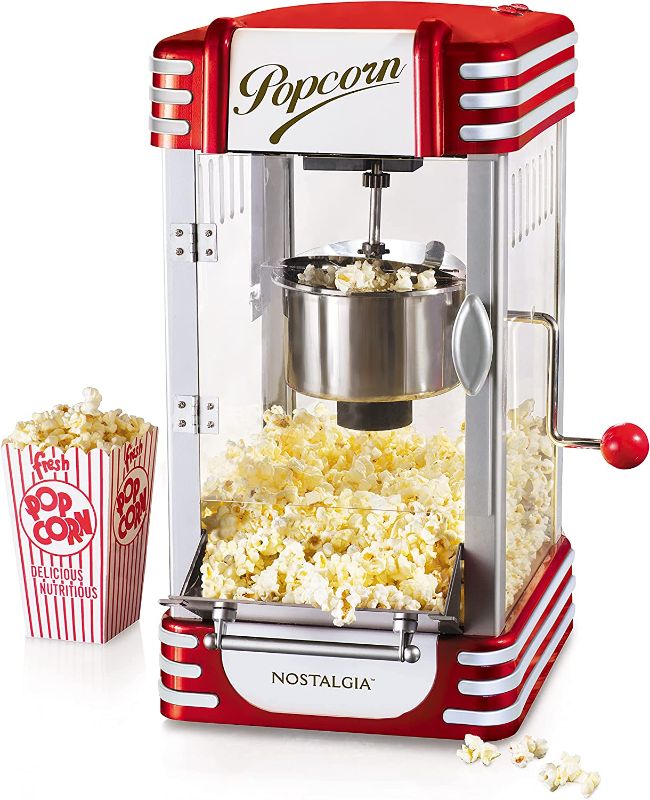 Photo 1 of Nostalgia Retro Table-Top Popcorn Maker, 10 Cups, Hot Air Popcorn Machine with Measuring Cap, Oil Free, Retro Red
