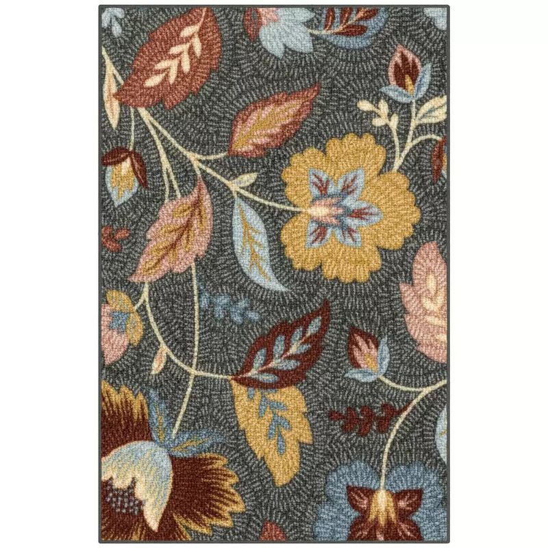 Photo 1 of 2'x3' Garden Floral Accent Rug Gray - Maples