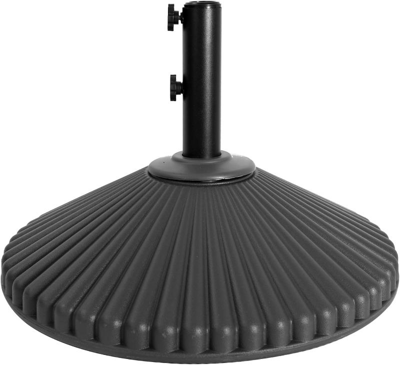 Photo 1 of ASTEROUTDOOR 100 Lbs Patio Umbrella Base 23" Heavy Duty Water and Sand Filled Market Stand for Lawn, Pool&Deck, Black
