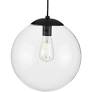 Photo 1 of  Atwell Collection 12-inch Matte Black and Clear Glass Globe Large Hanging Pendan