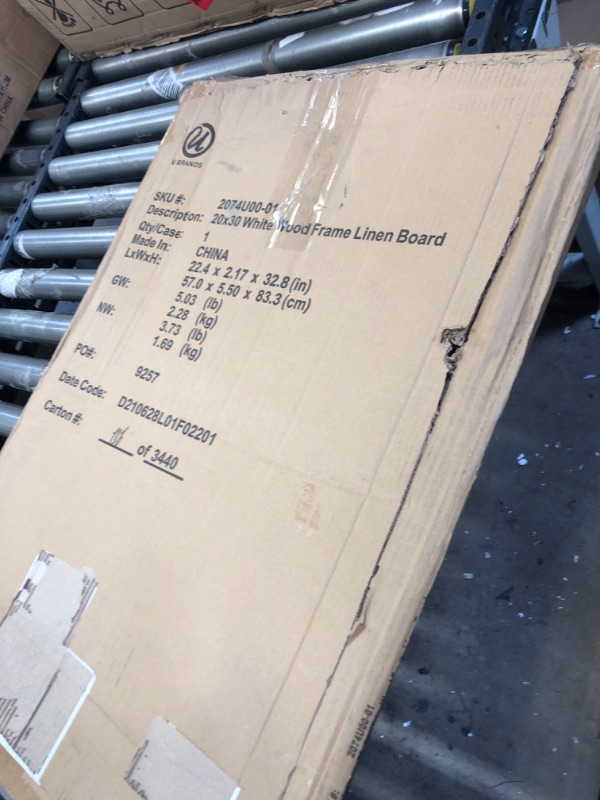 Photo 2 of U Brands Cork Linen Bulletin Board, White Decor Frame, 30" x 20" (2074U00-01)