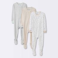 Photo 1 of Baby 3pk Basic Zip-Up Tight Fit Dashes Sleep N' Play - Cloud Island™ Beige SIZE 12M

