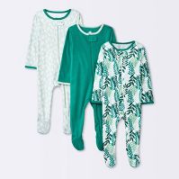 Photo 1 of Baby 3pk Foliage Zip-Up Sleep N' Play - Cloud Island™ Forest Green SIZE 3-6M

