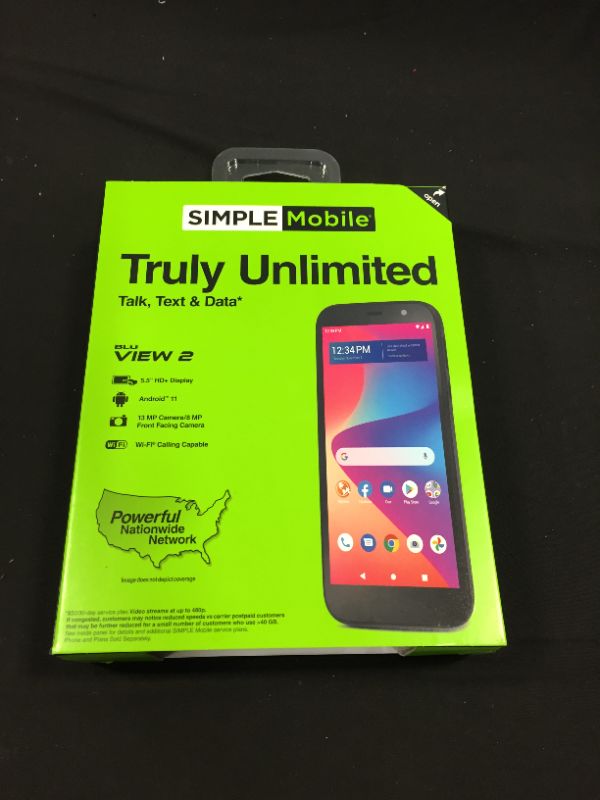 Photo 2 of Simple Mobile Prepaid BLU View 2 4G (32GB) GSM Smartphone - Black --FACTORY SEALED --

