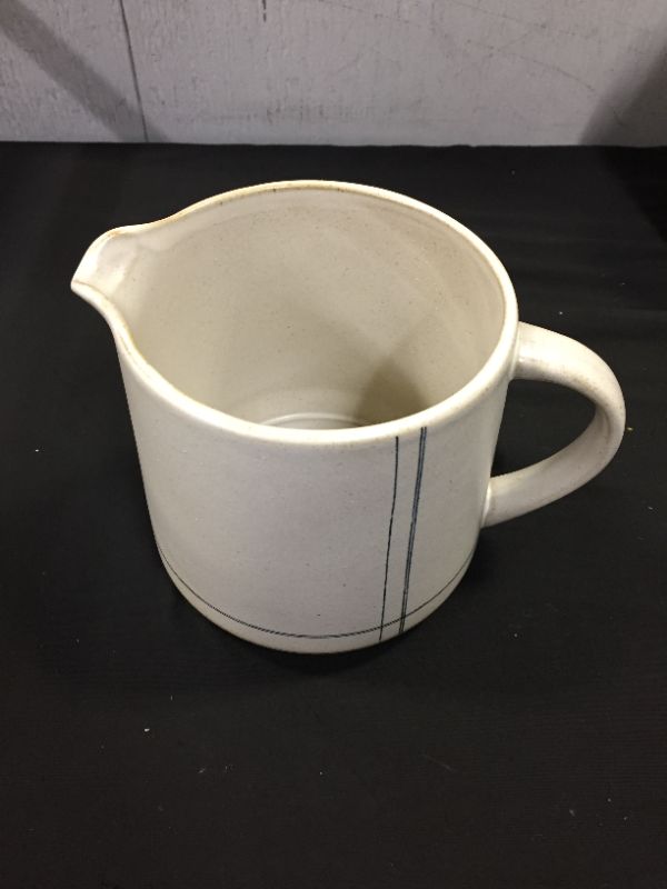 Photo 2 of 52oz Engineered Stripe Stoneware Pitcher Blue/Sour Cream - Hearth  Hand with Magnolia