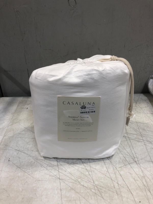 Photo 2 of 500 Thread Count Washed Supima Sateen Solid Sheet Set - Casaluna™- SIZE KING