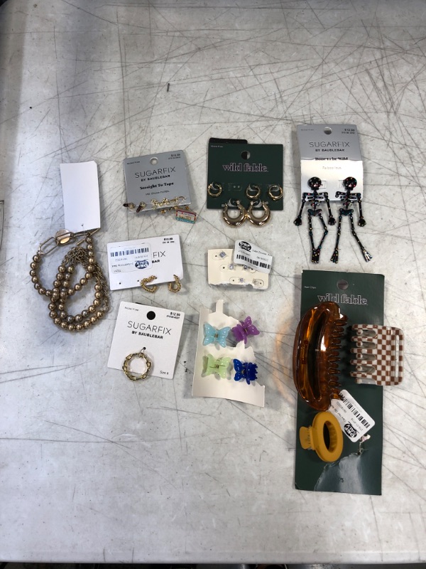 Photo 1 of 10PCS MISC ITEMS- EARRINGS, RING, BRACELETS, AND HAIR CLIPS