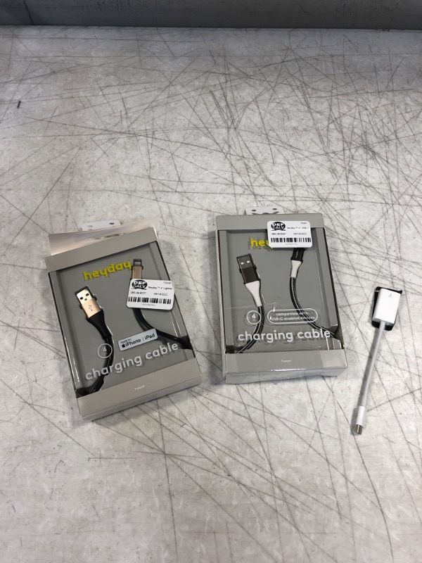 Photo 1 of heyday™ USB-C to USB-A Braided Cable--Apple USB-C to USB Adapter - 6.1in--heyday™ Lightning to USB-A Round Cable

