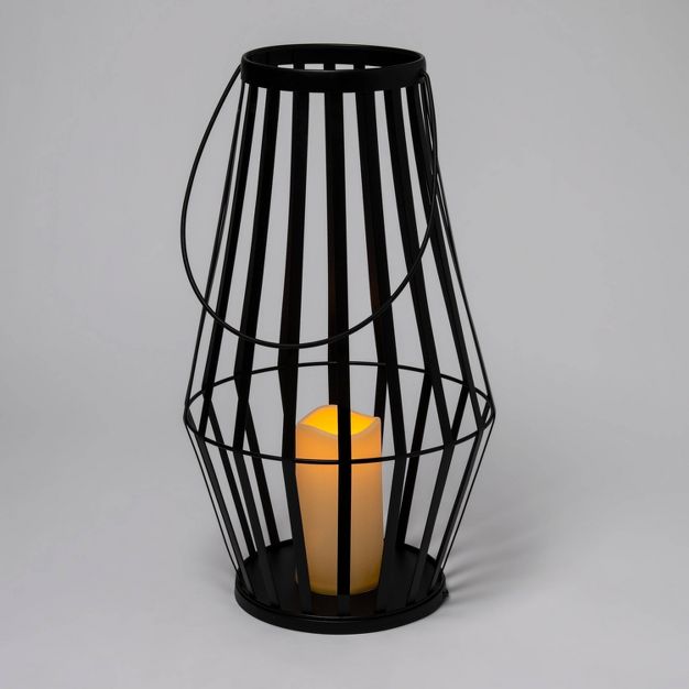 Photo 1 of 18" Light Up Metal Slat Black Halloween Decorative Lantern - Hyde & EEK! Boutique™

