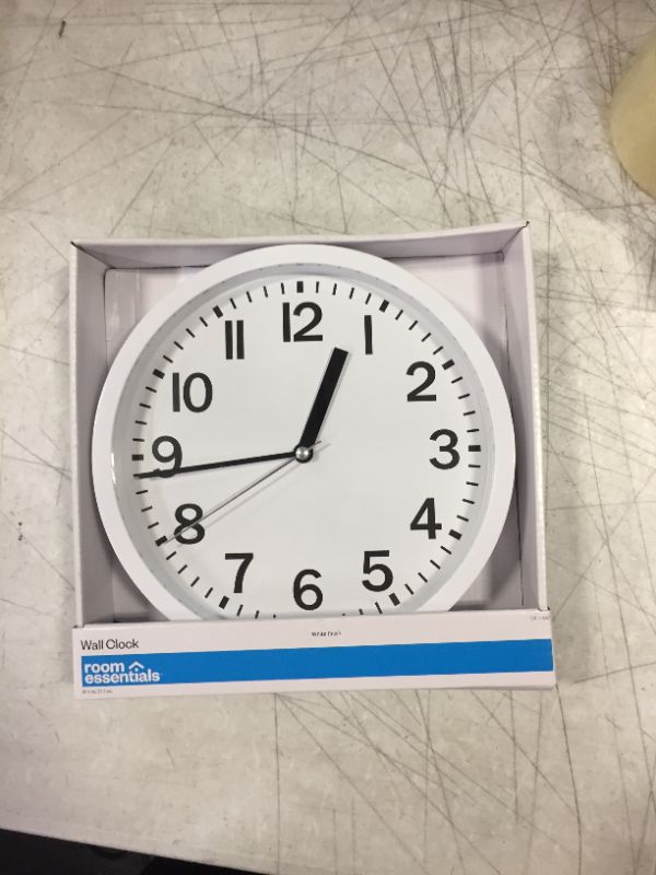 Photo 2 of 9" Round Wall Clock White - Room Essentials™
