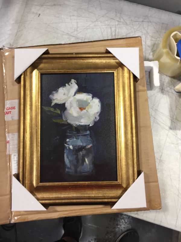 Photo 2 of 11" X 14" Floral Arrangement Framed Wall Canvas Gold/Navy - Threshold™ Designed with Studio McGee
