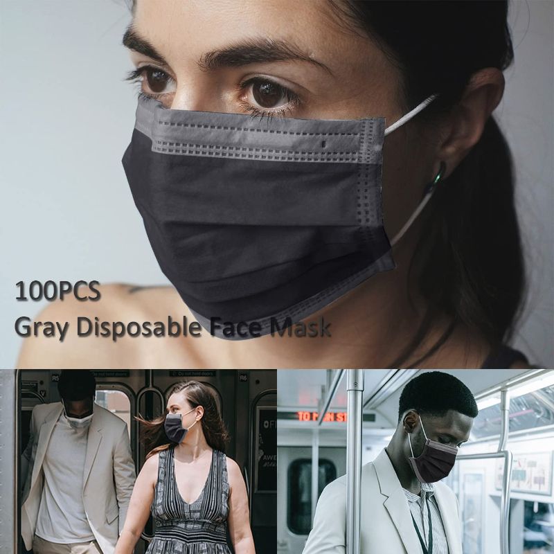 Photo 1 of 20 PACK SET Disposable Face Mask Breathable 3 Ply Safety Masks Protective Mouth Cover for Adults Adults Gray Disposable Mask with Elastic Ear Loop
