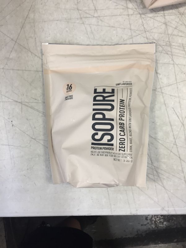 Photo 1 of Isopure Unflavored Whey Isolate Protein Powder, with Vitamin C & Zinc for Immune Support, 25g Protein, Zero Carb & Keto Friendly, 1 Pound (Packaging May Vary) BB 6/24
