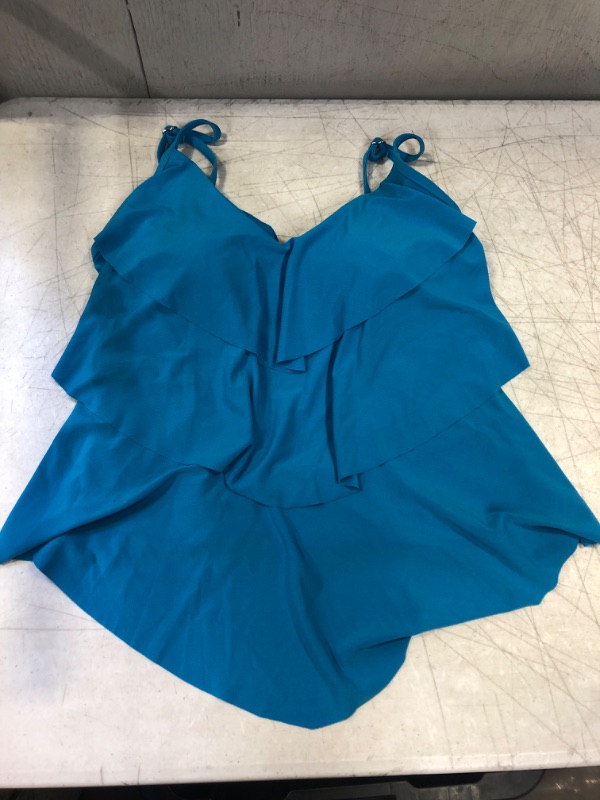 Photo 2 of  Women's Tiered Tankini Top - Aqua Green Tide Size Small -