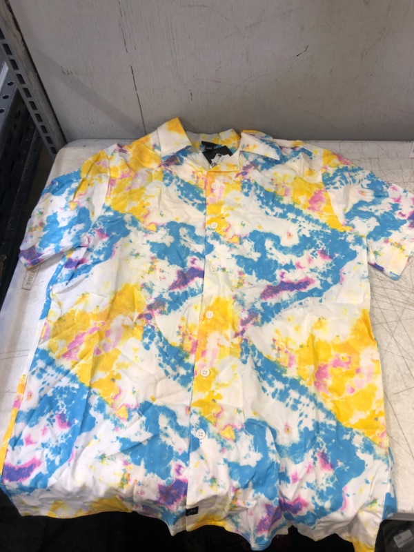 Photo 2 of  Boys' Short Sleeve Button-Down Shirt - art class Size  XXL, Pink/Blue/White